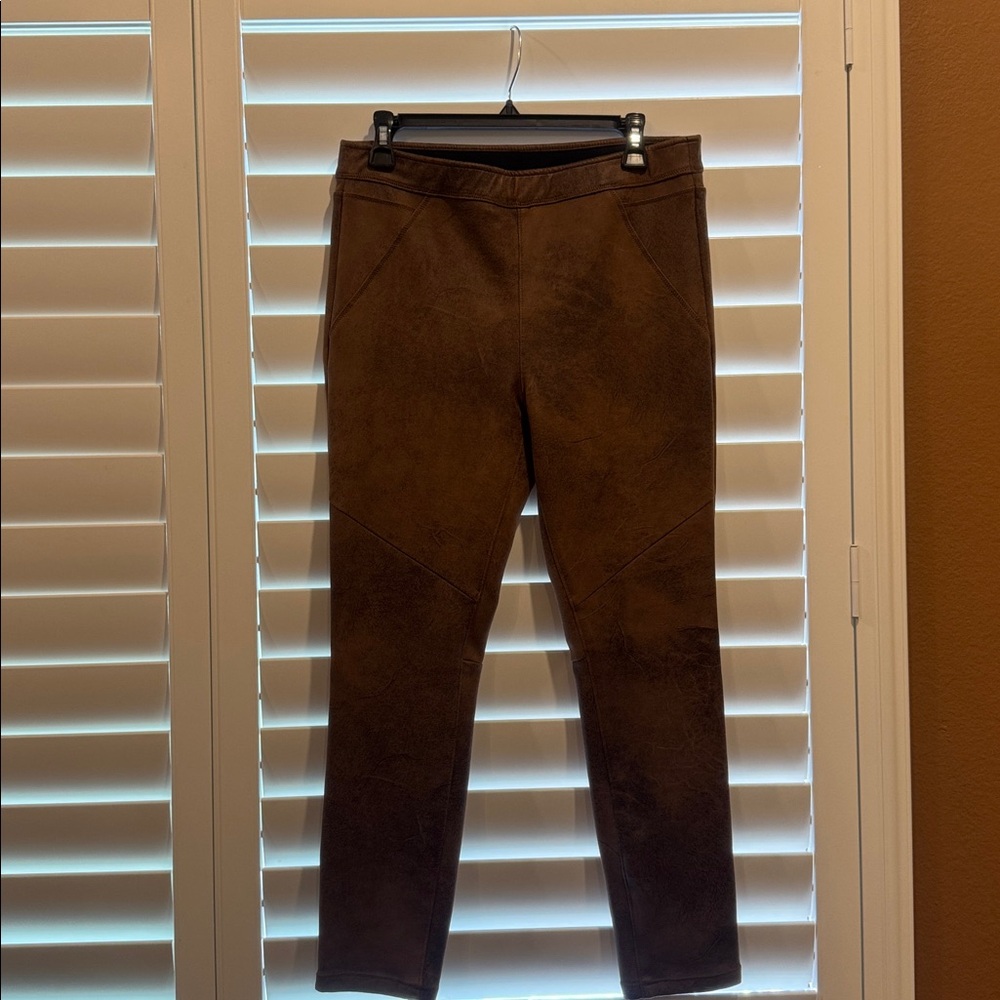 Free People ‘Never Let You Go’ Brown Textured Faux Suede Leggings Size 12